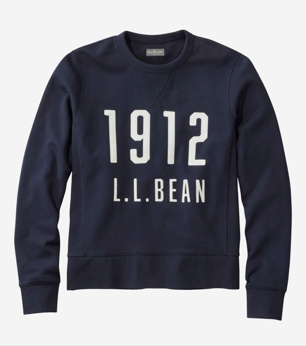 L.L. Bean Men's 1912 Signature Rugged Crewneck Cotton Pullover Sweatshirt L NEW